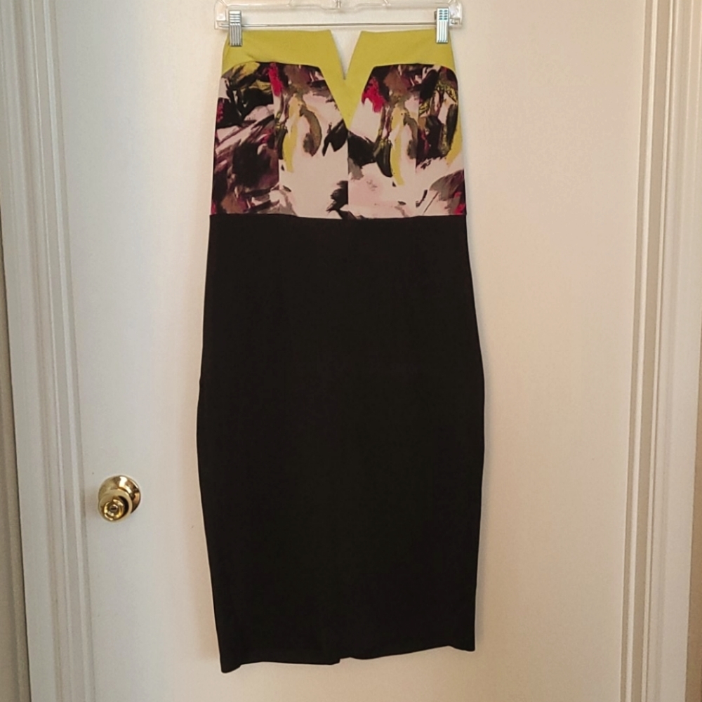 Black lime green floral size 16 XL strapless